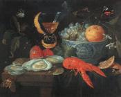 简 凡 凯塞尔 : Still Life with Fruit and Shellfish